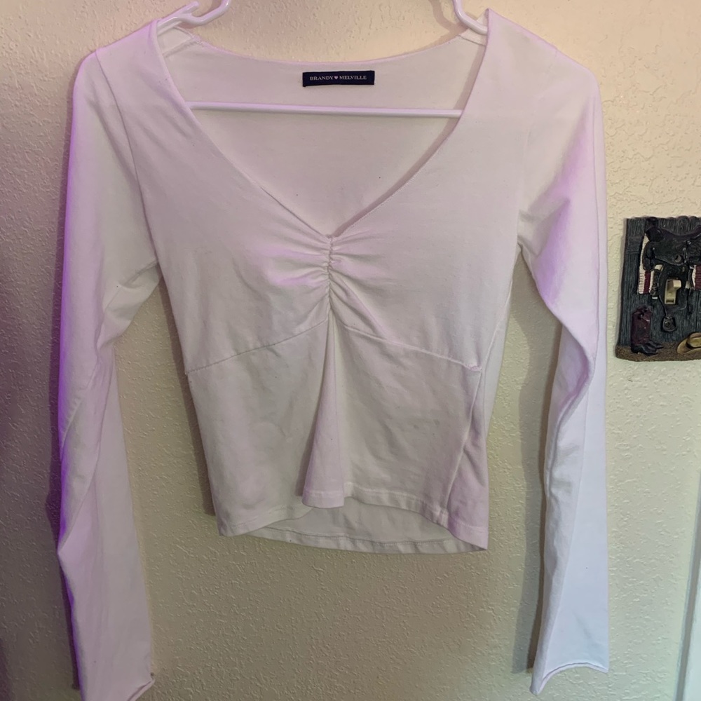brandy melville long sleeve white gina top